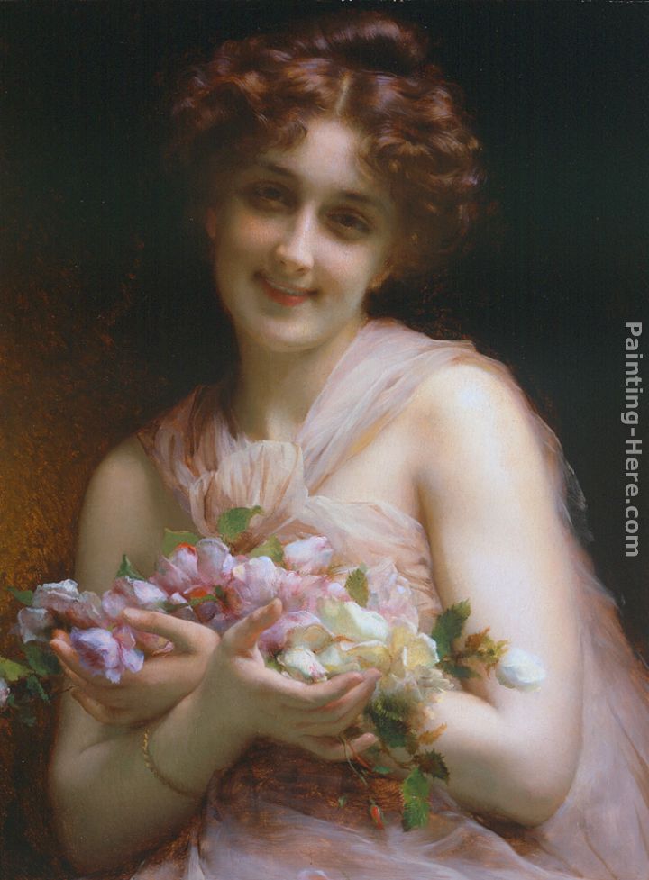 Flowers painting - Etienne Adolphe Piot Flowers art painting